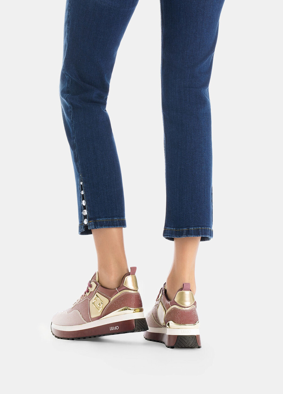 platform sneakers with all-over rhinestones