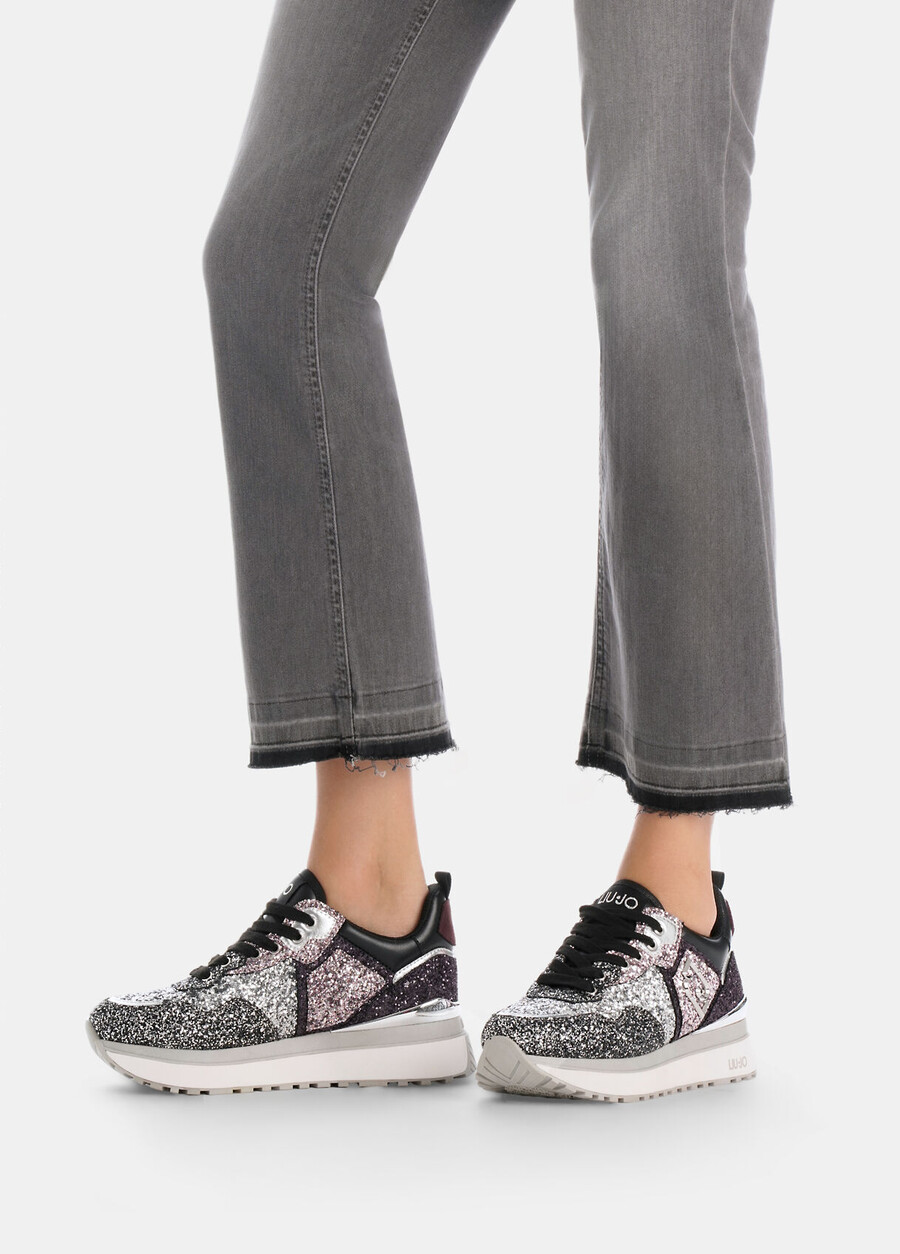 platform sneakers with full glitter