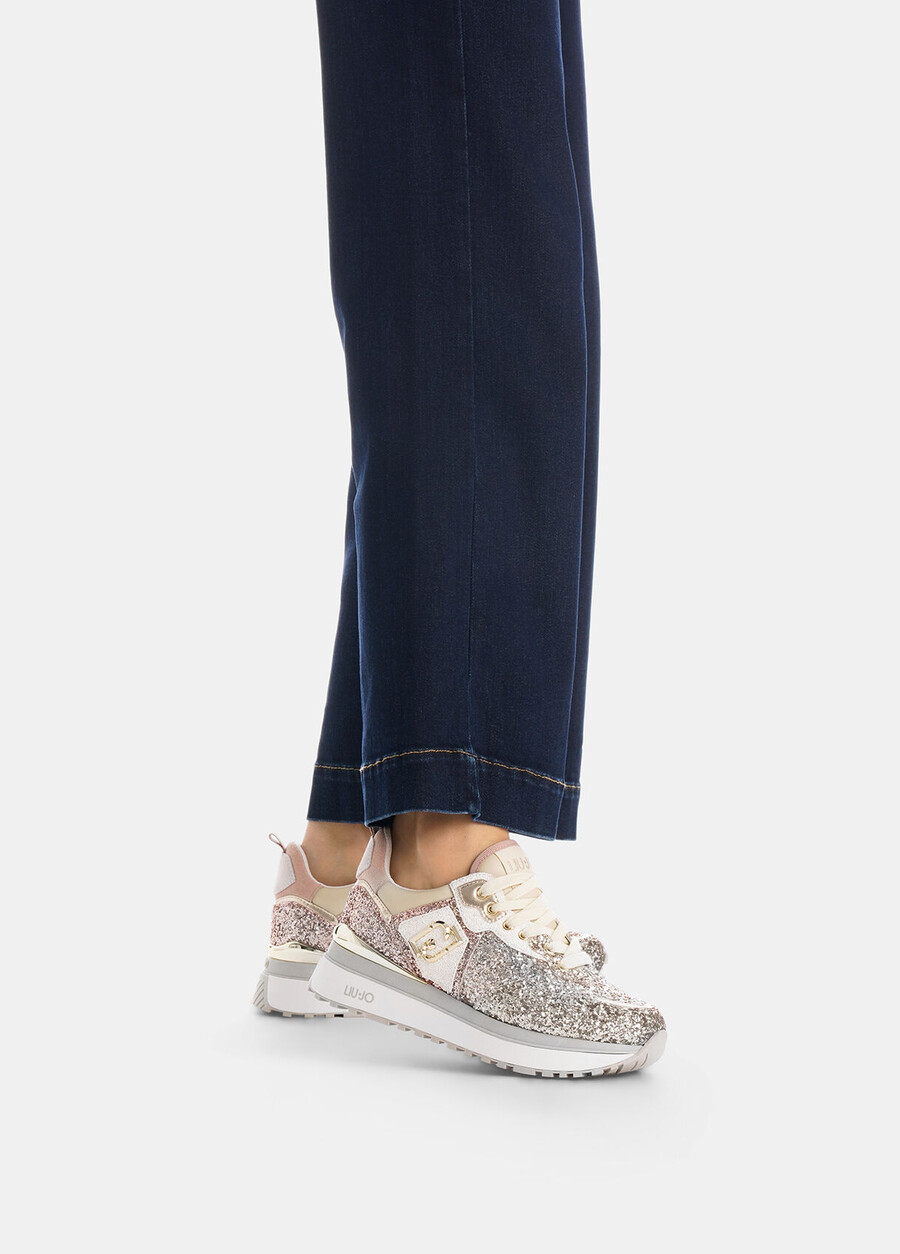 platform sneakers with full glitter