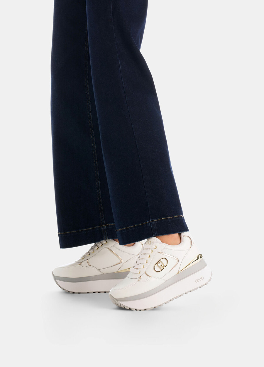 leather super-platform sneakers