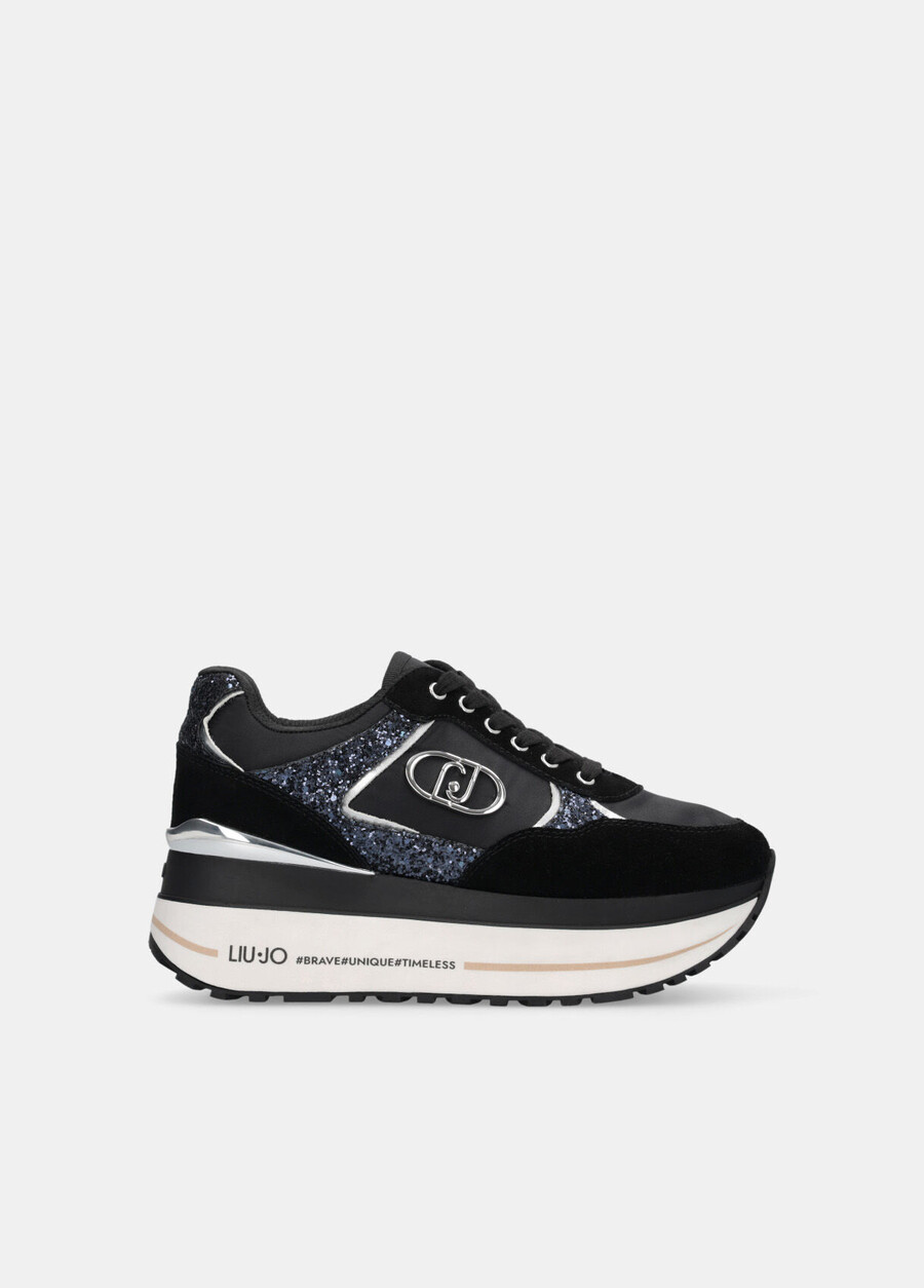 glitter and nylon super-platform sneakers
