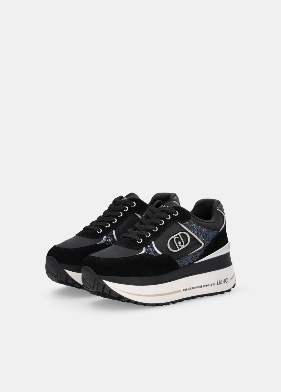 glitter and nylon super-platform sneakers