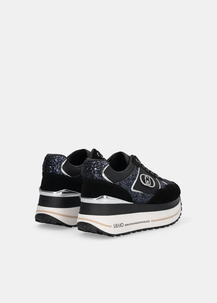 glitter and nylon super-platform sneakers