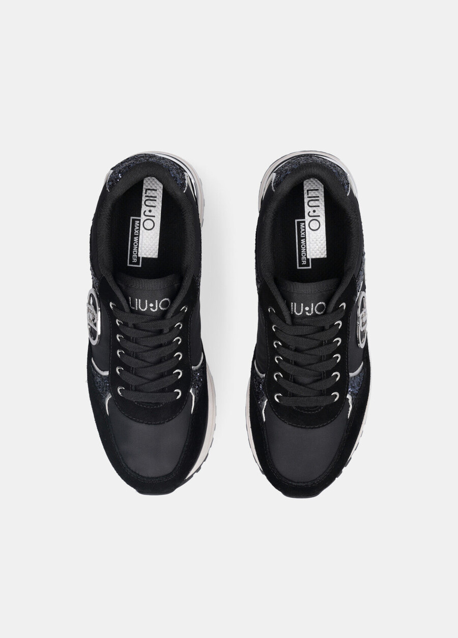 glitter and nylon super-platform sneakers