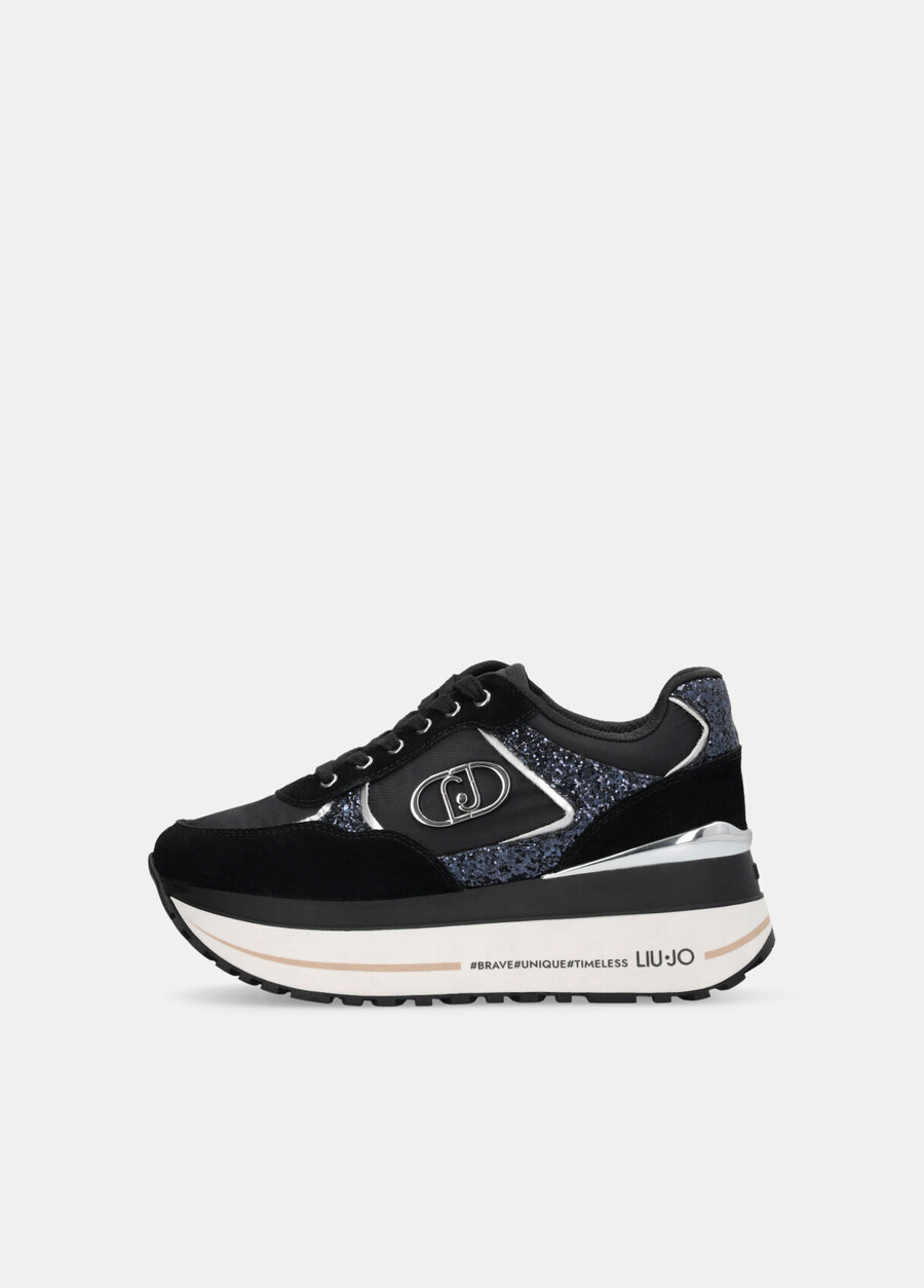glitter and nylon super-platform sneakers