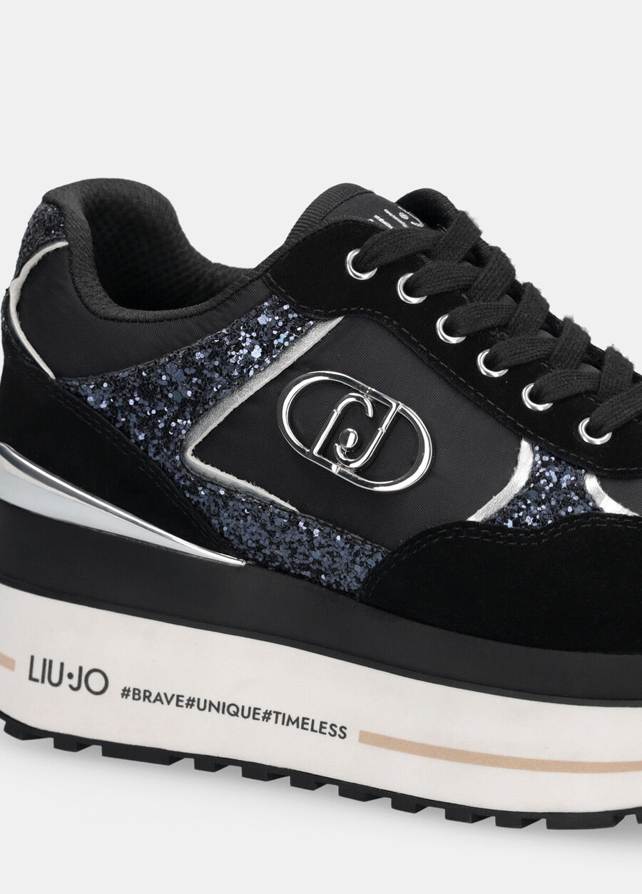 glitter and nylon super-platform sneakers