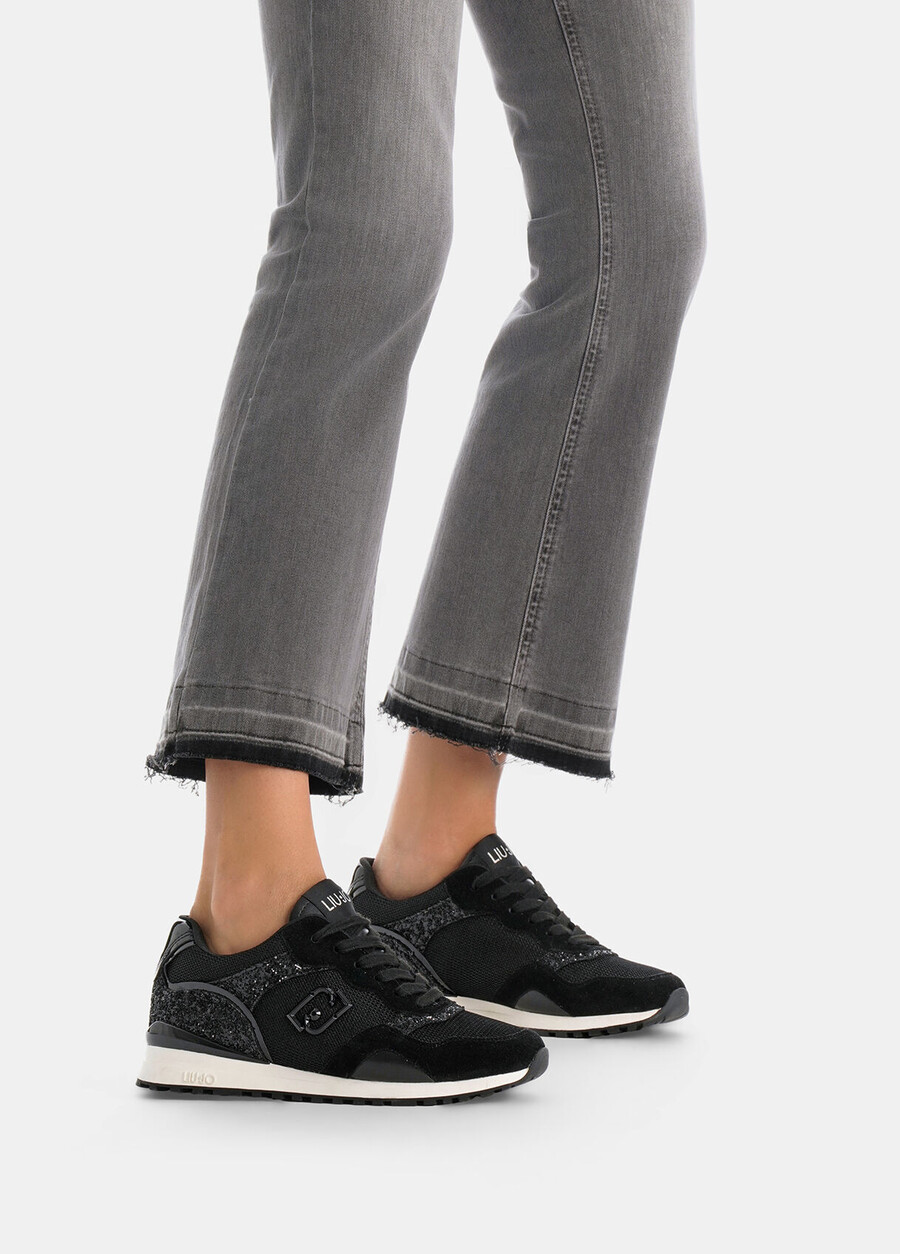 glitter and mesh sneakers