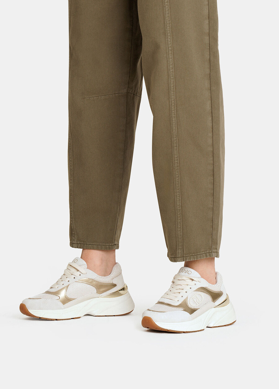 suede and mesh sneakers