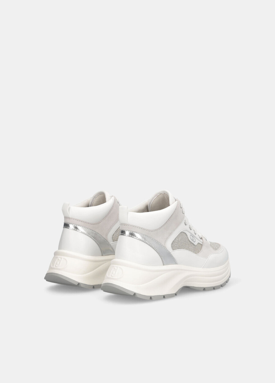 glittery mesh mid-top sneakers