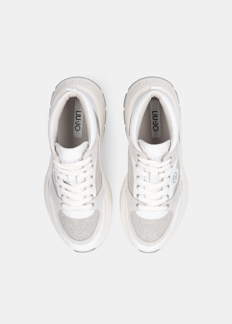 glittery mesh mid-top sneakers