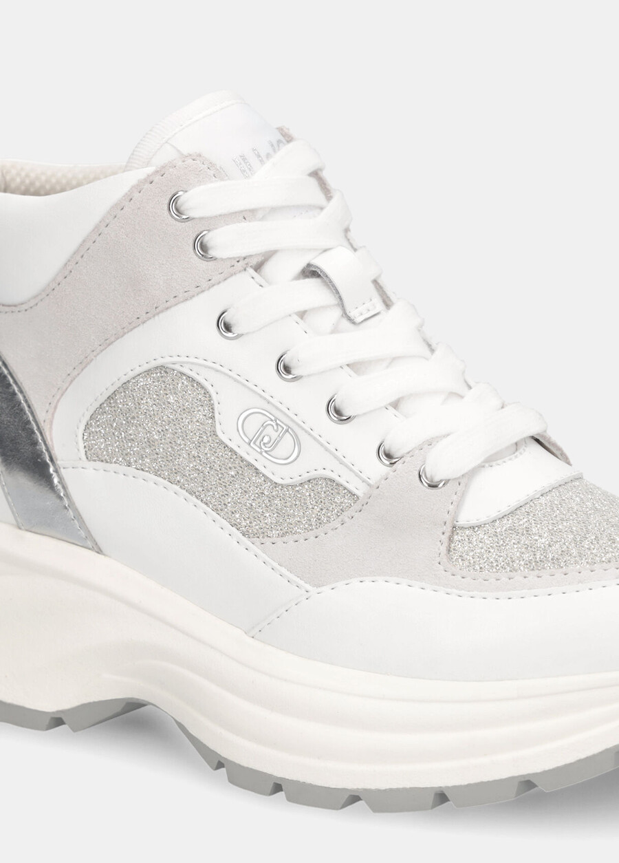 glittery mesh mid-top sneakers