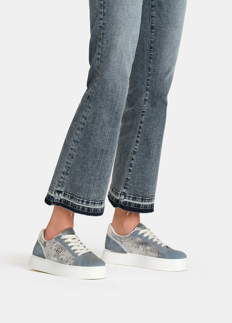 metallic crackle-effect sneakers