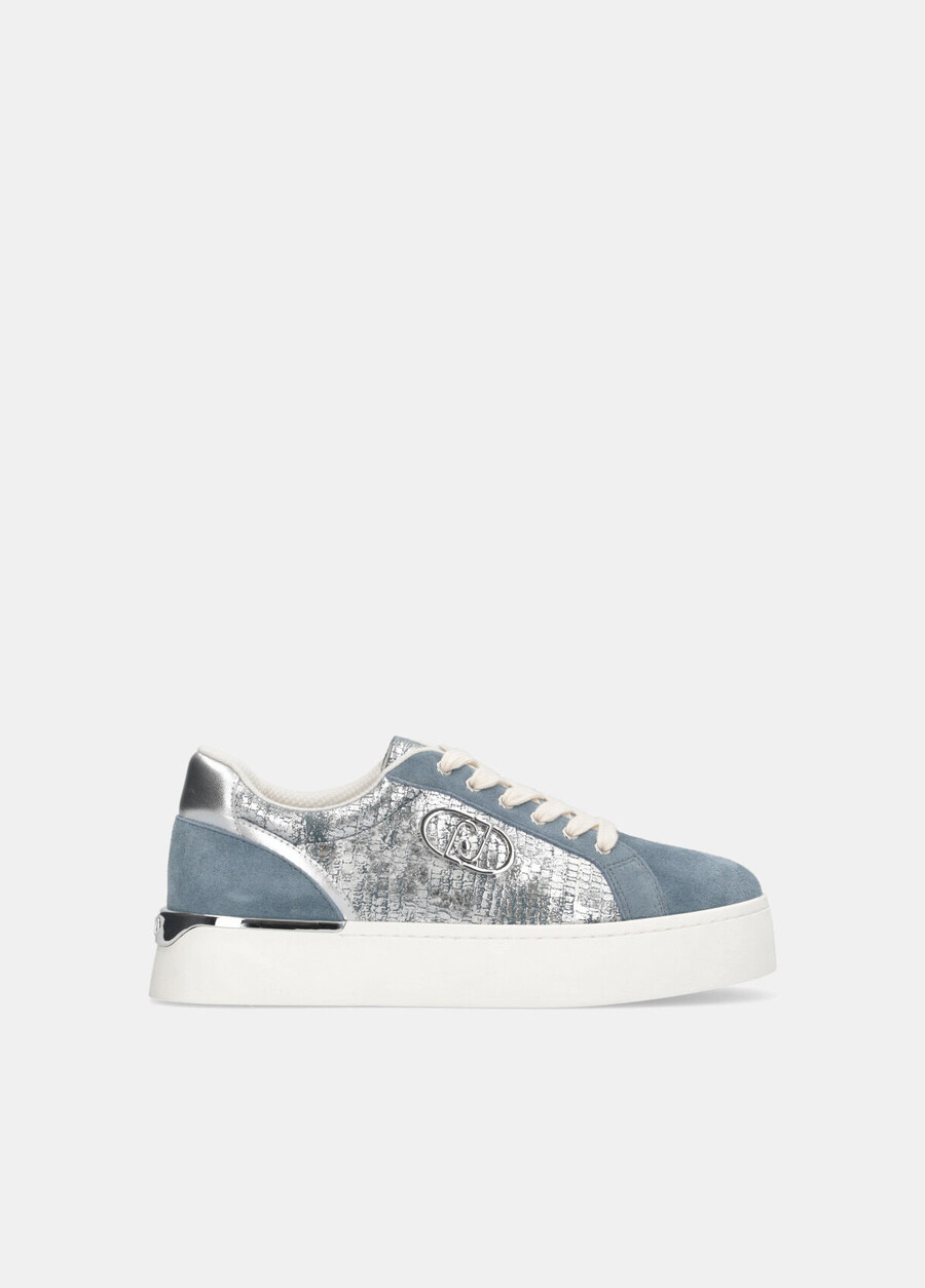 metallic crackle-effect sneakers