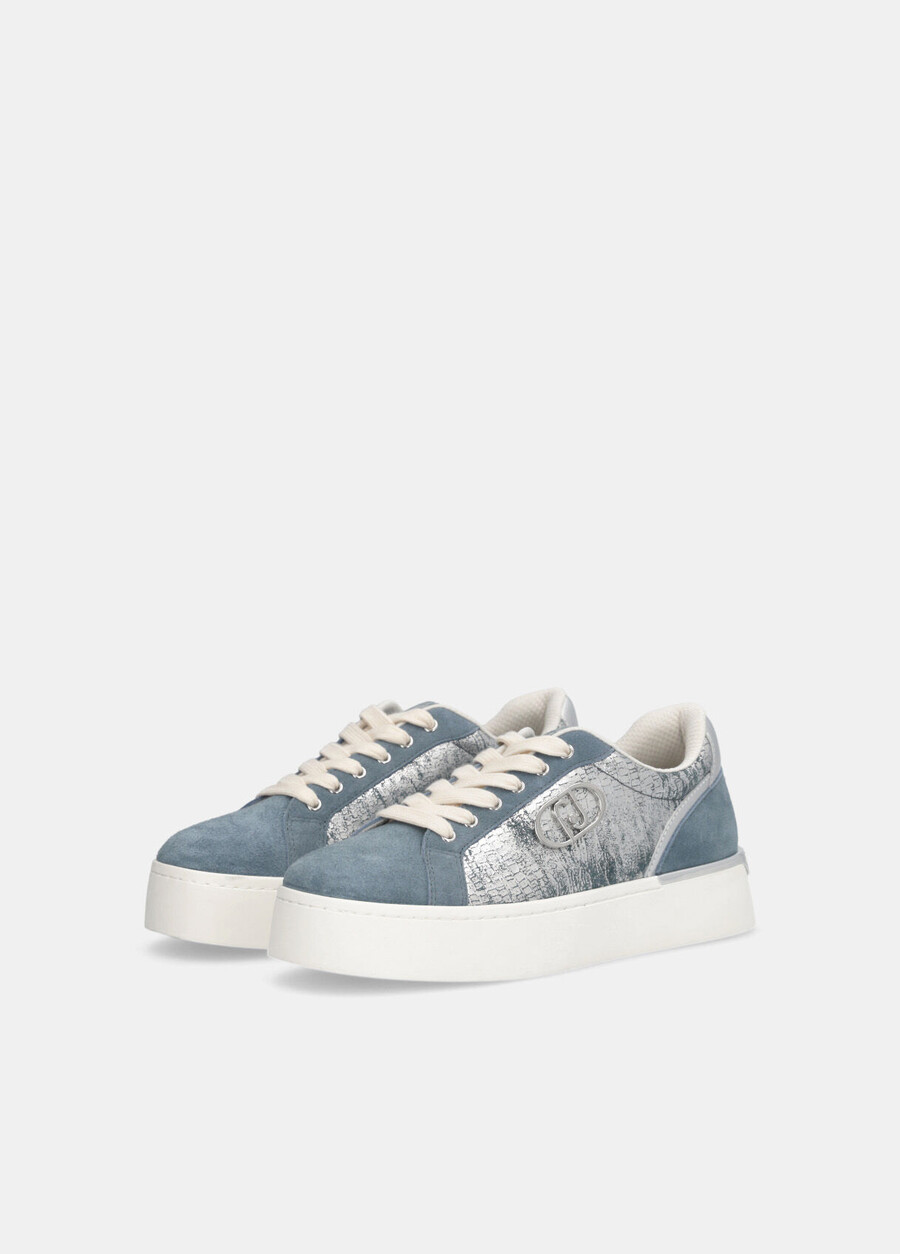 metallic crackle-effect sneakers