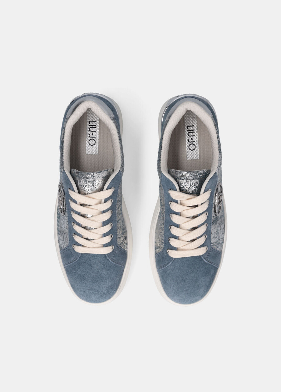 metallic crackle-effect sneakers