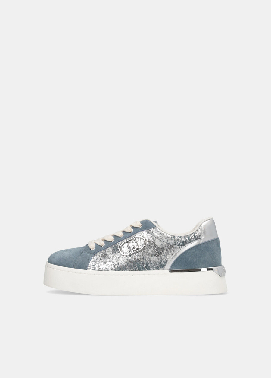metallic crackle-effect sneakers