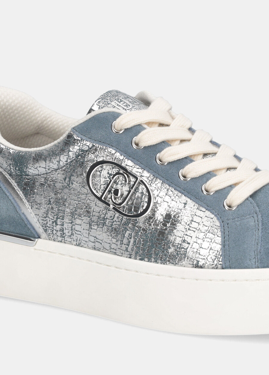 metallic crackle-effect sneakers