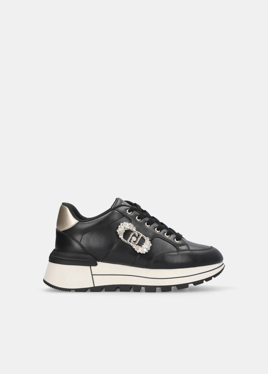 leather sneakers with jewel logo