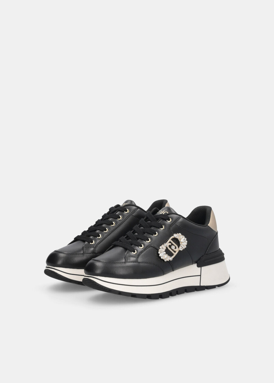 leather sneakers with jewel logo