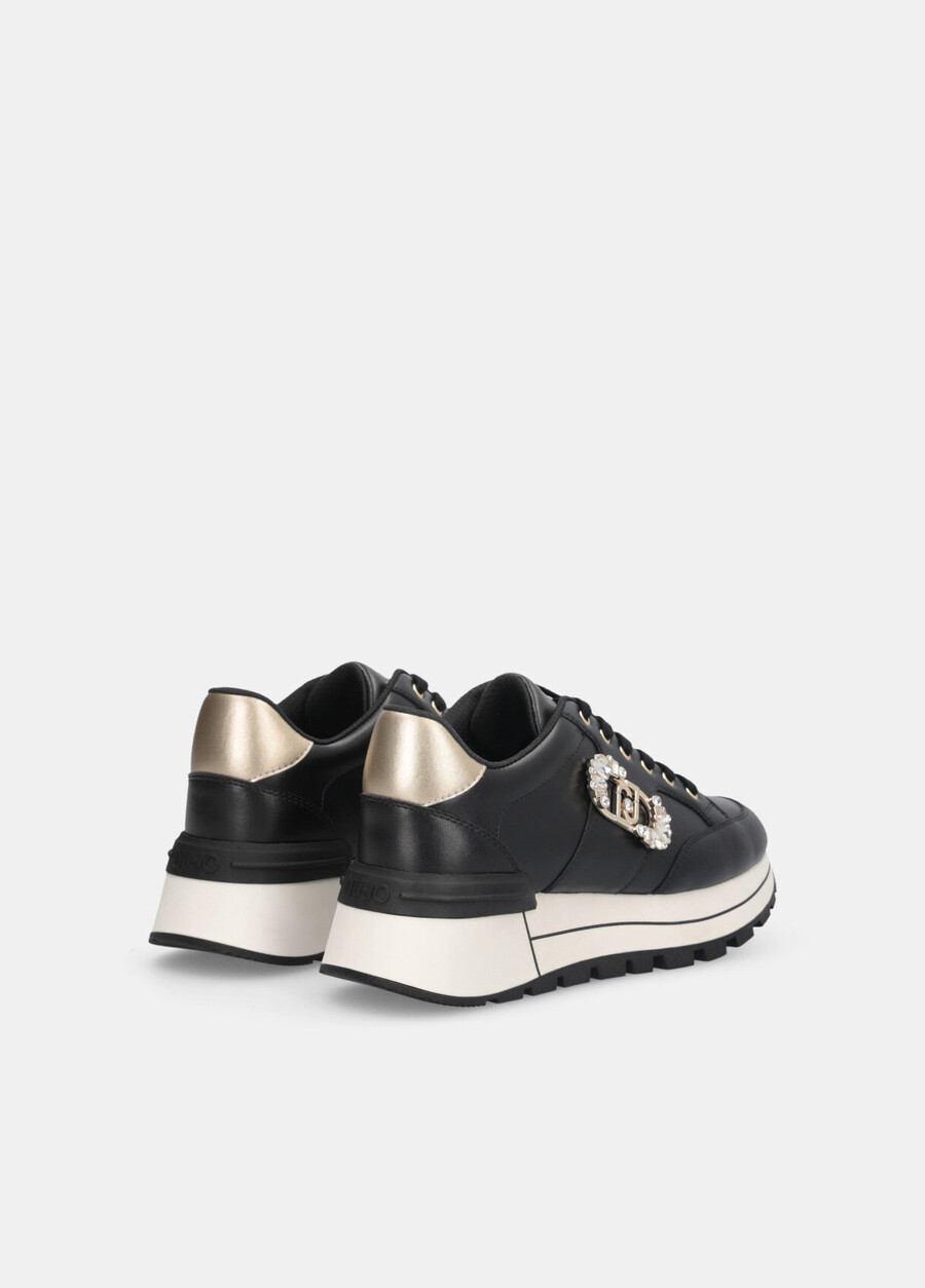 leather sneakers with jewel logo