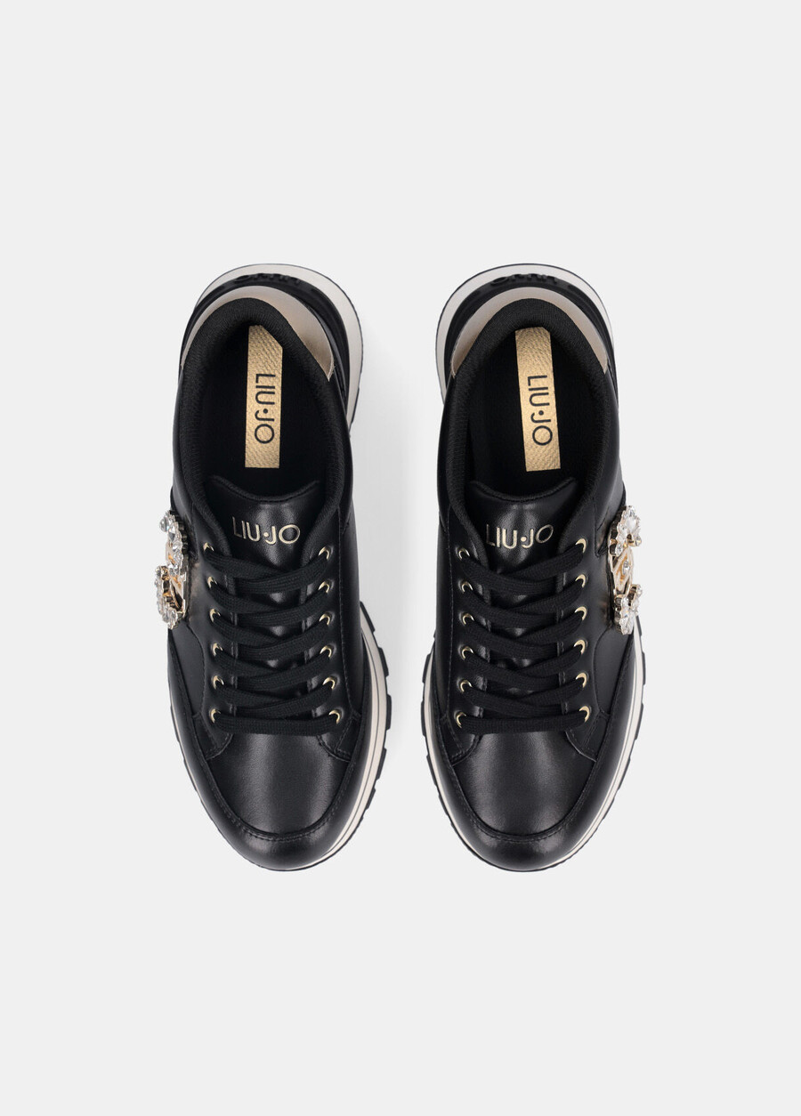 leather sneakers with jewel logo