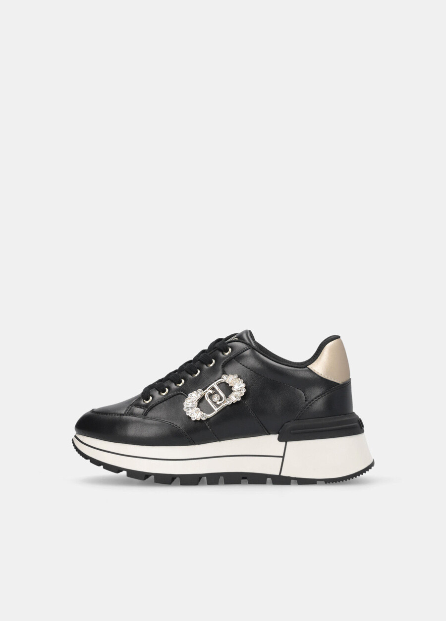 leather sneakers with jewel logo