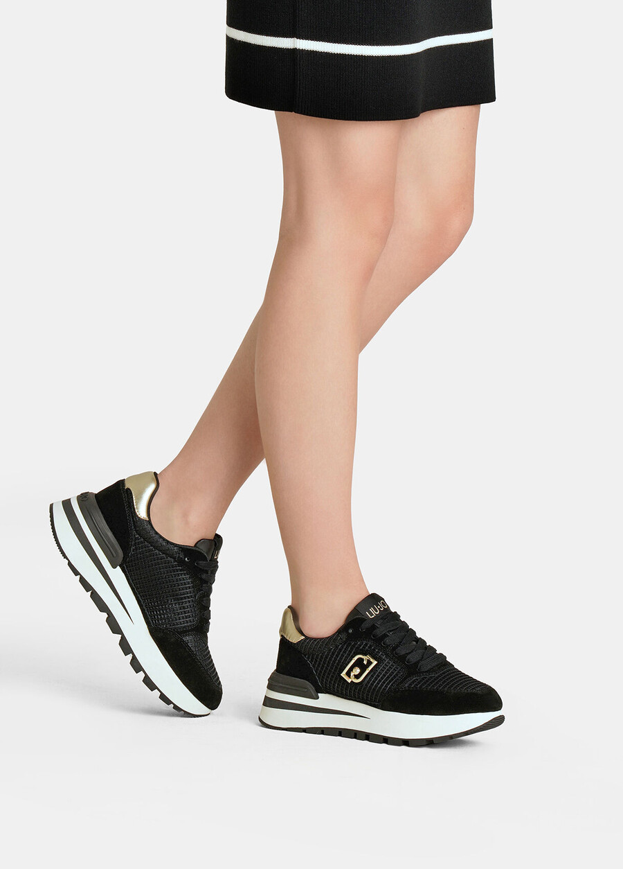 suede and mesh sneakers