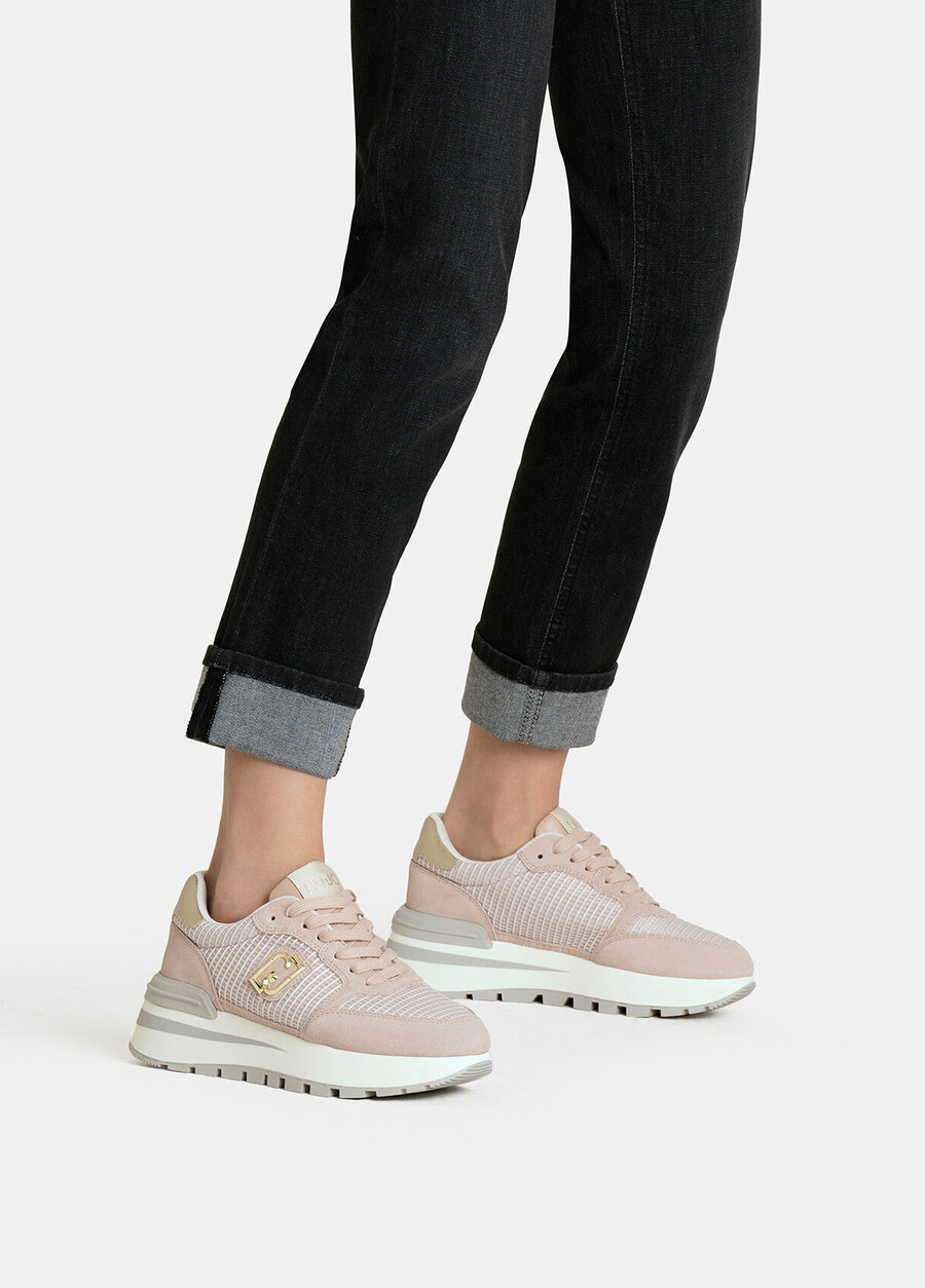 suede and mesh sneakers