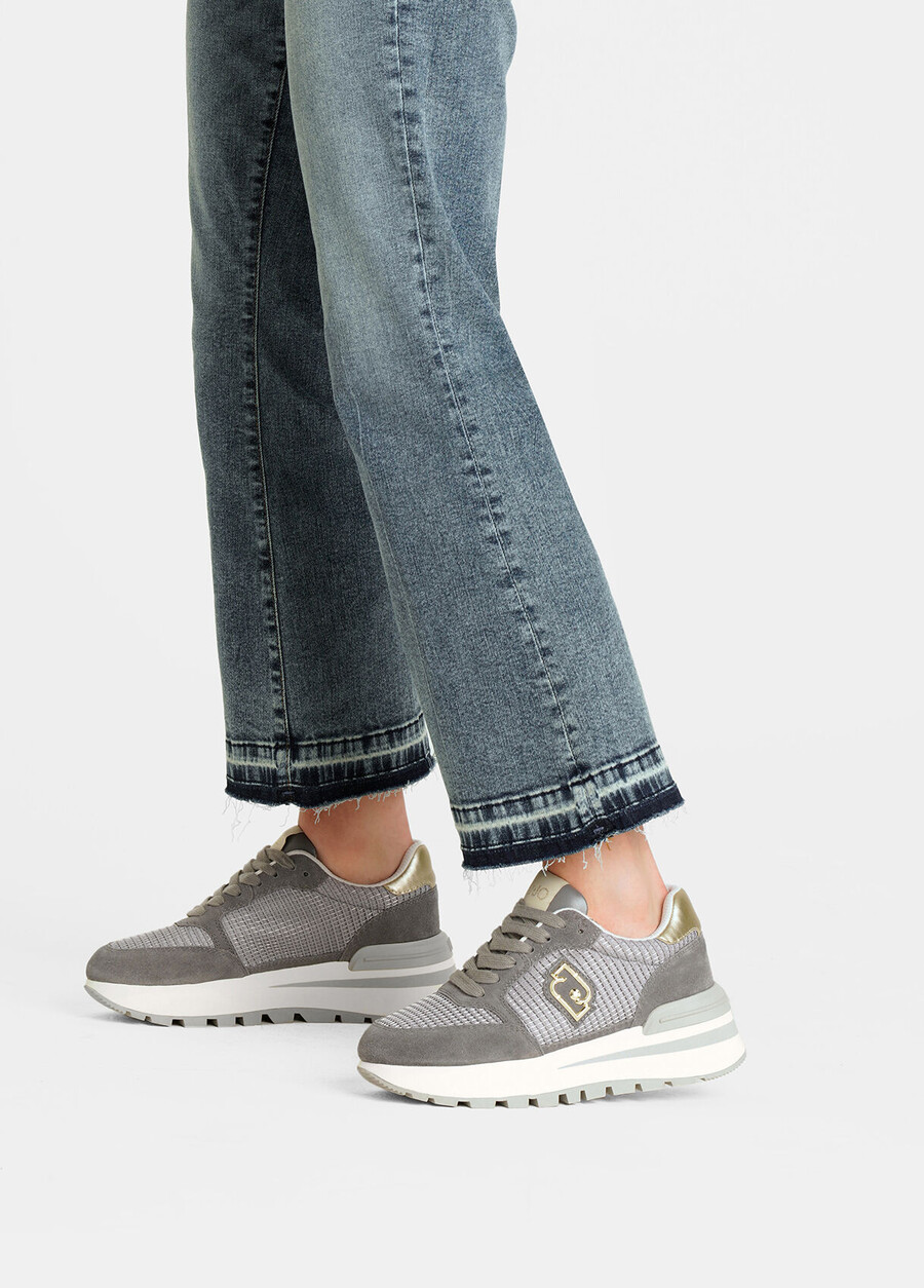 suede and mesh sneakers