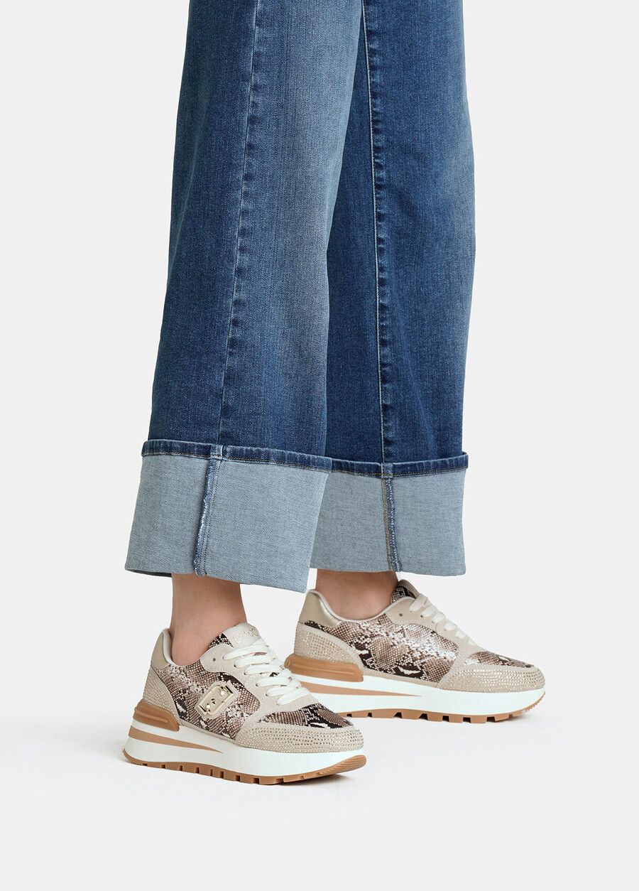 snakeskin-print sneakers with rhinestones
