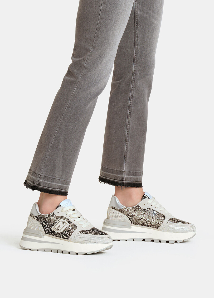 snakeskin-print sneakers with rhinestones