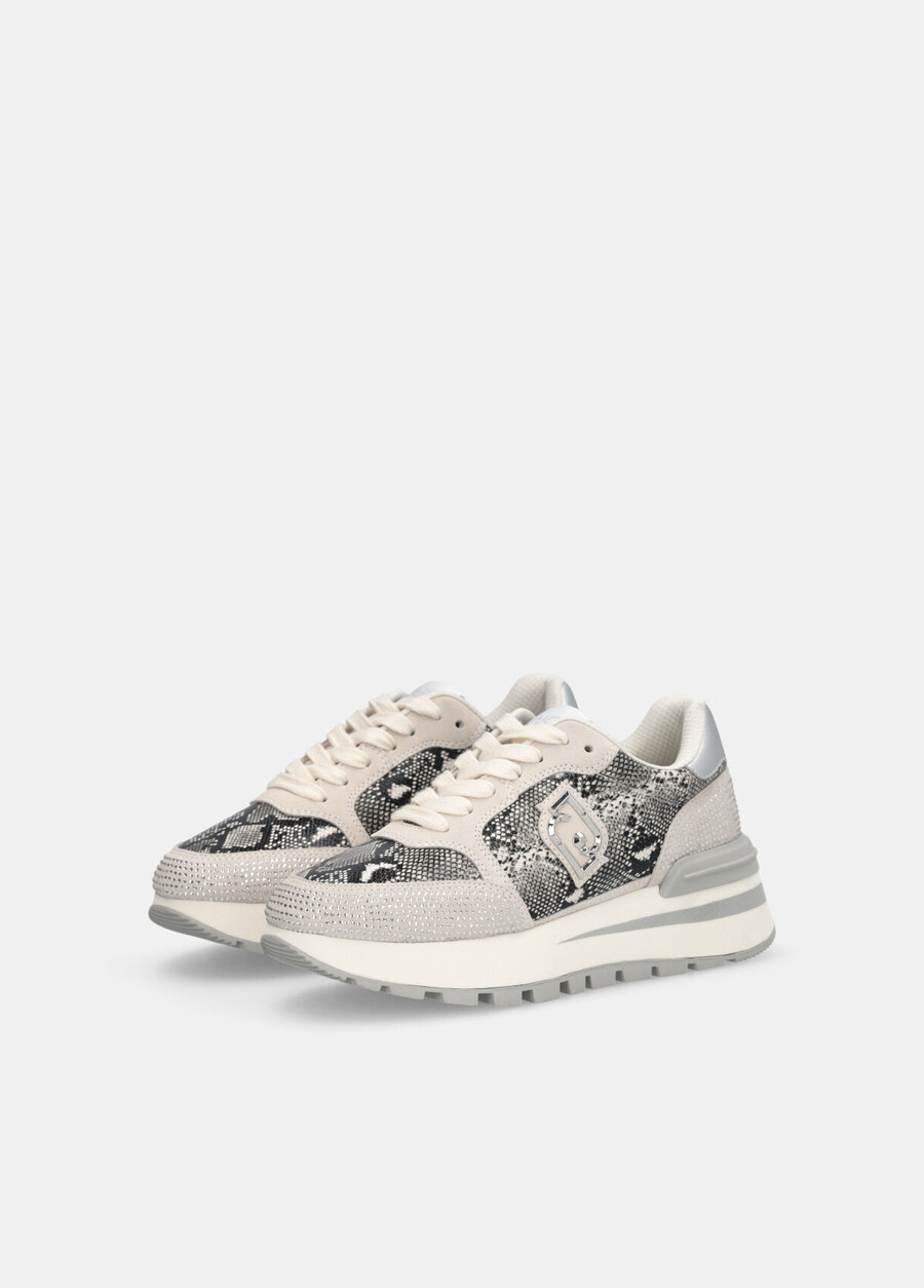 snakeskin-print sneakers with rhinestones
