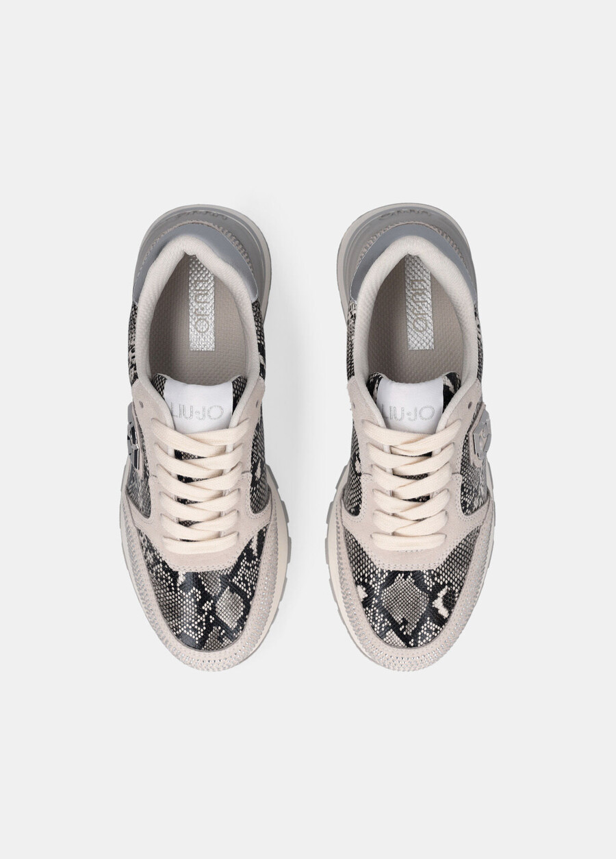 snakeskin-print sneakers with rhinestones