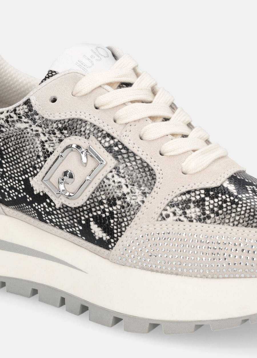 snakeskin-print sneakers with rhinestones