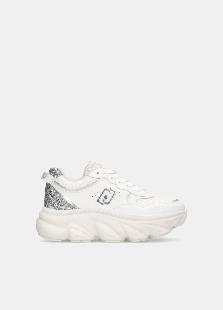 chunky leather and glitter sneakers