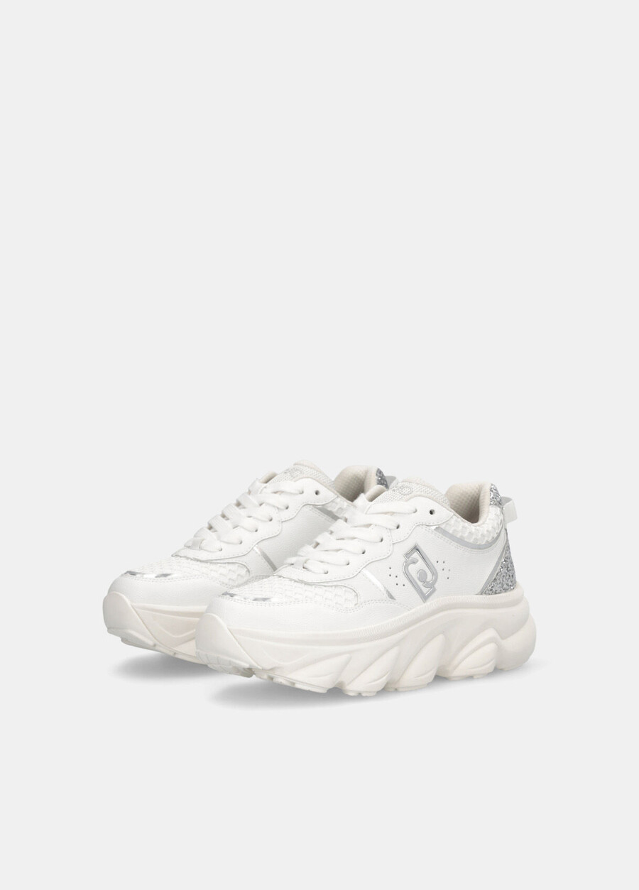 chunky leather and glitter sneakers