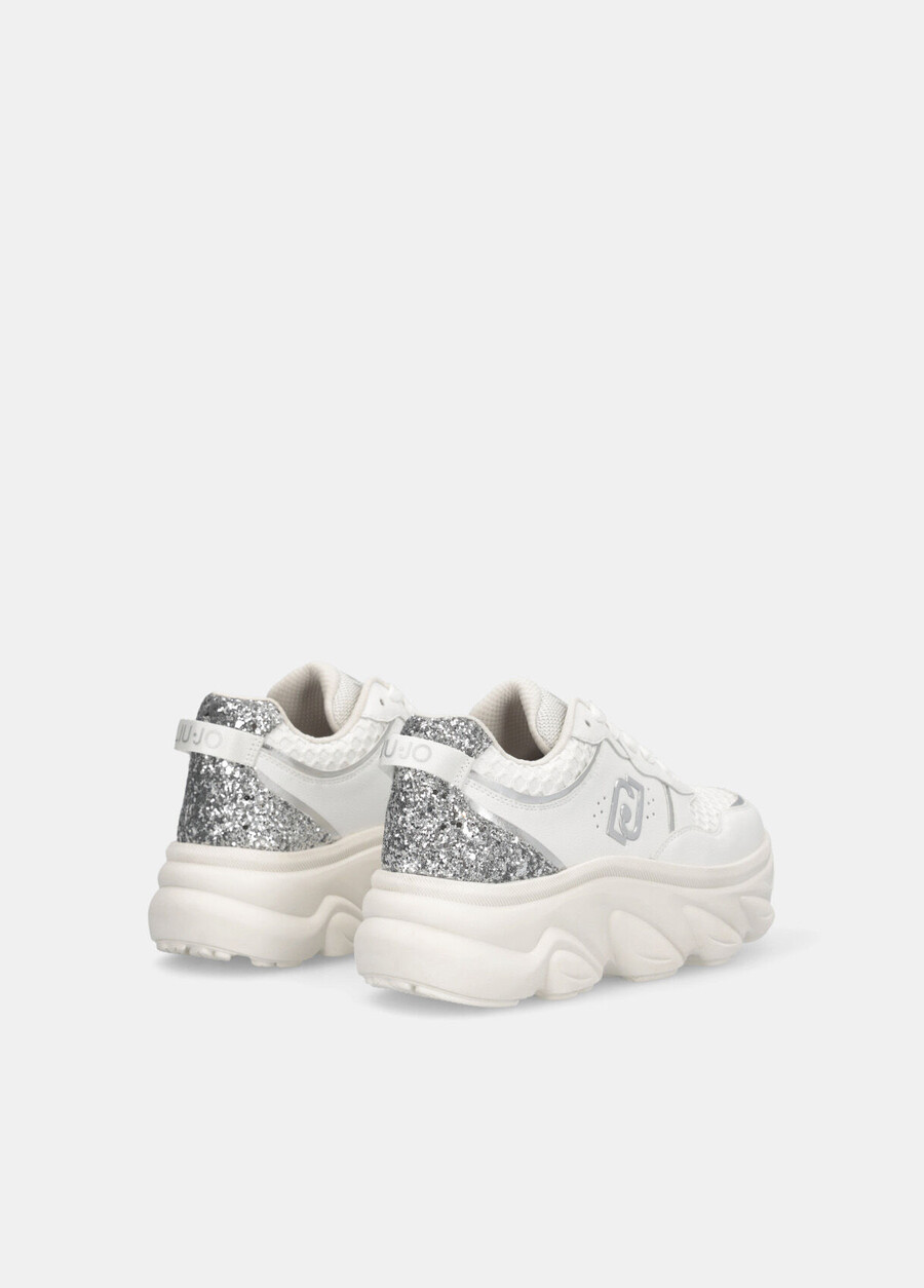 chunky leather and glitter sneakers