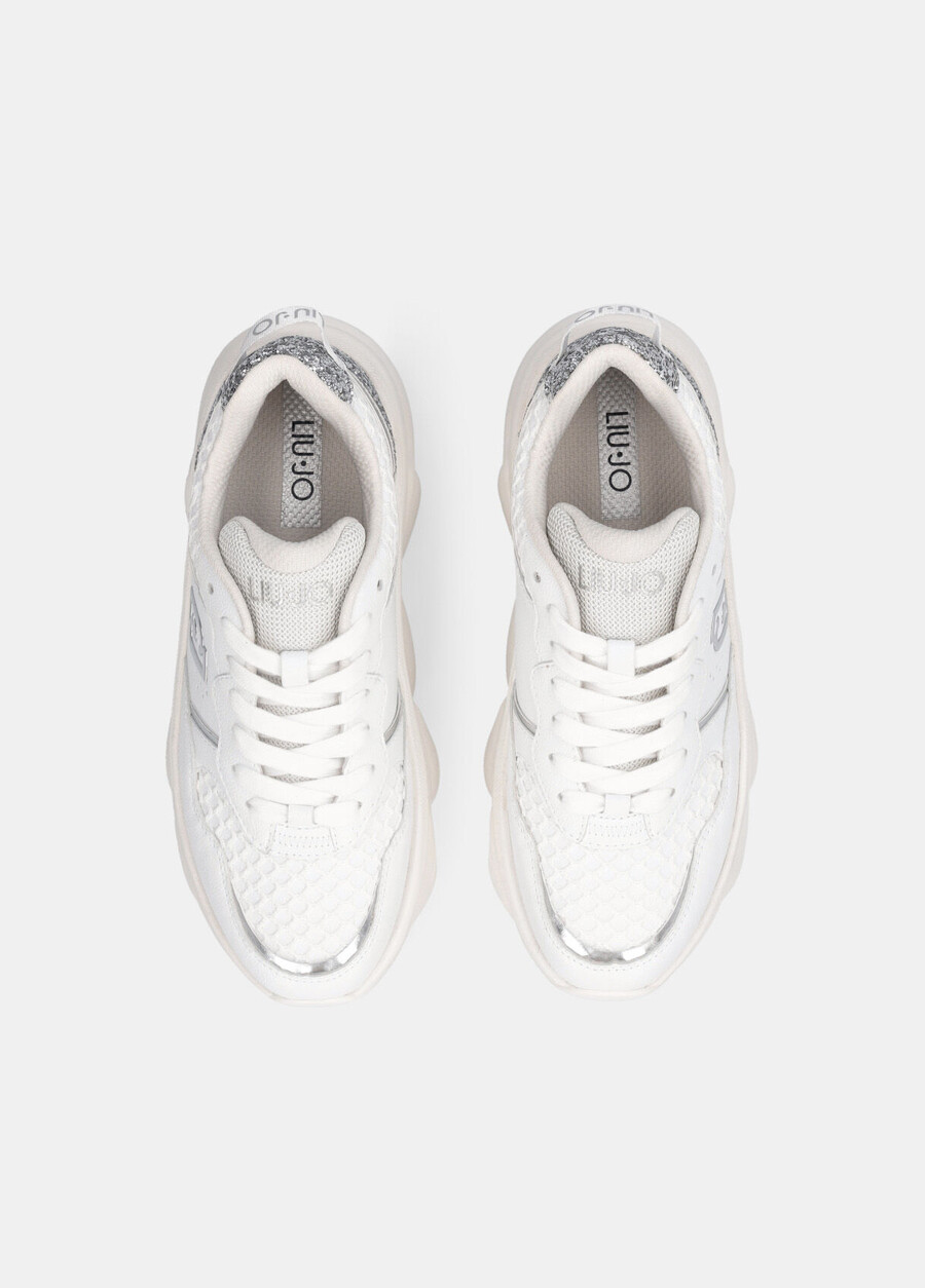 chunky leather and glitter sneakers