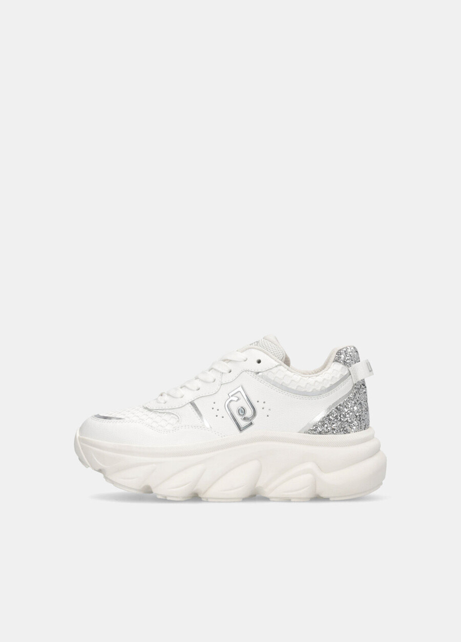 chunky leather and glitter sneakers