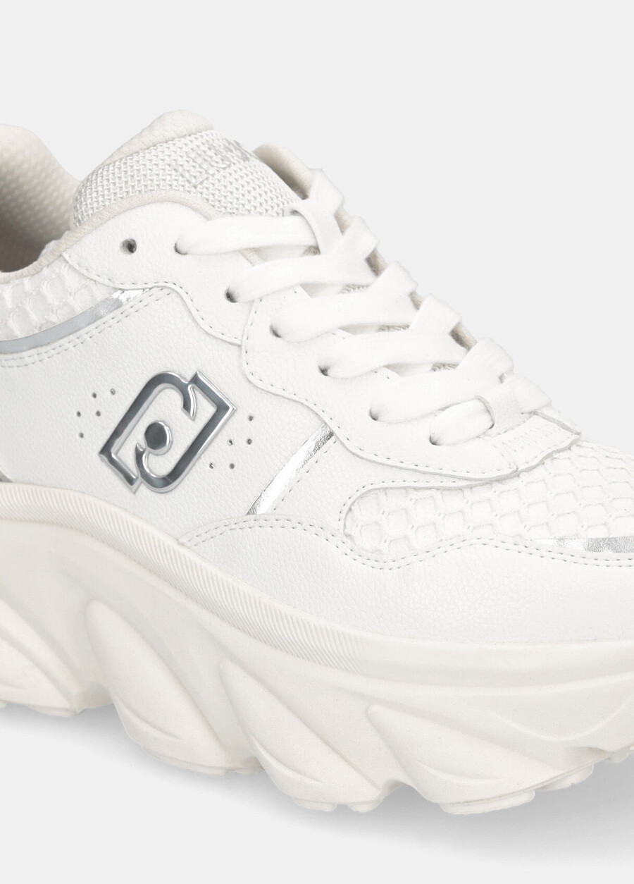 chunky leather and glitter sneakers