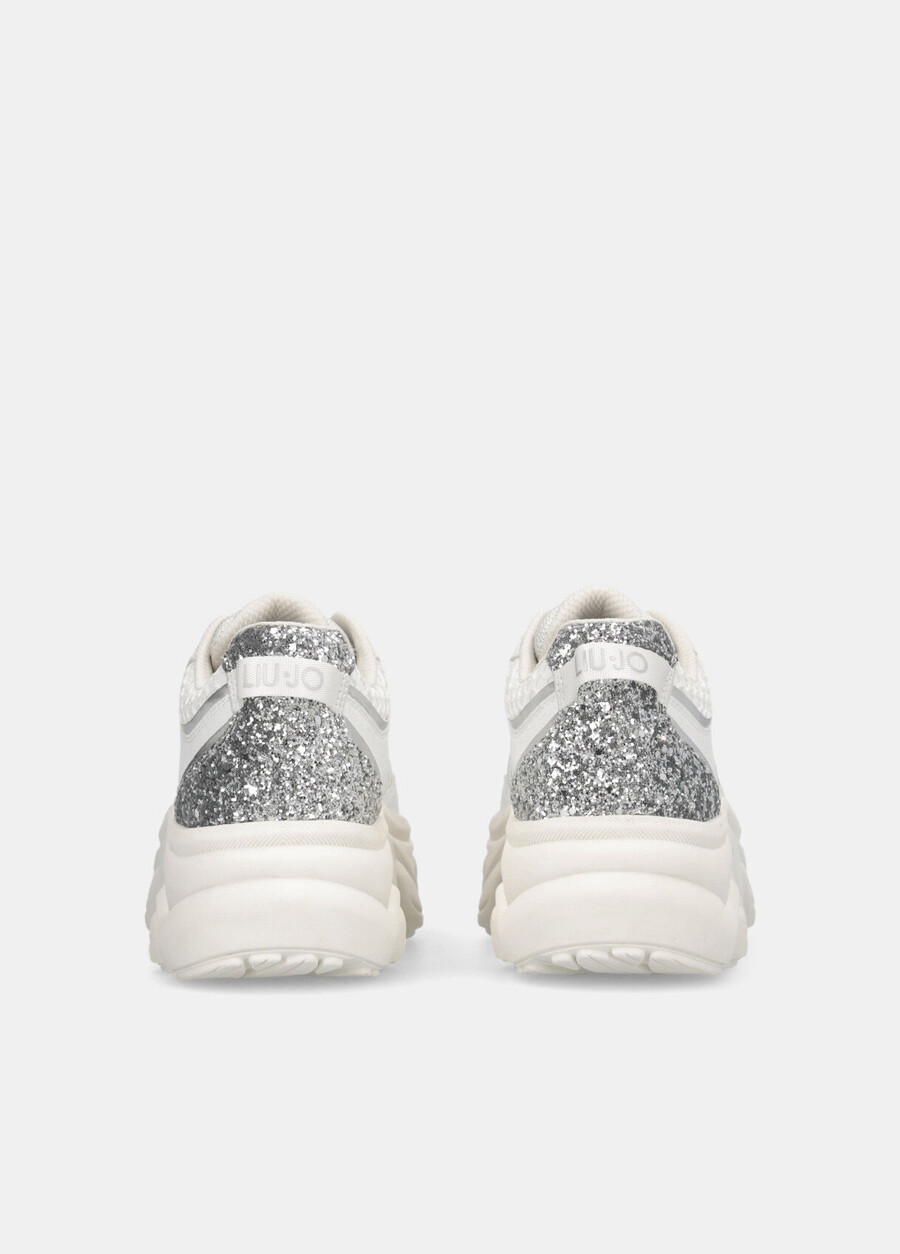 chunky leather and glitter sneakers