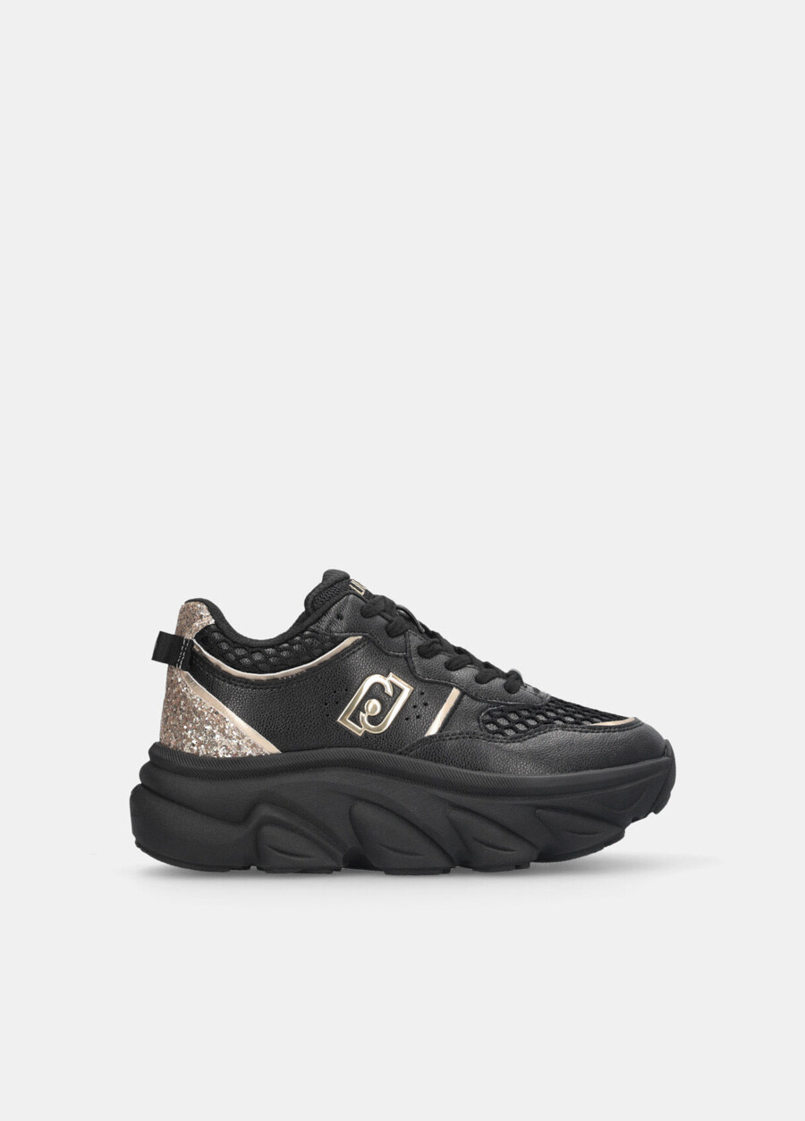 chunky leather and glitter sneakers