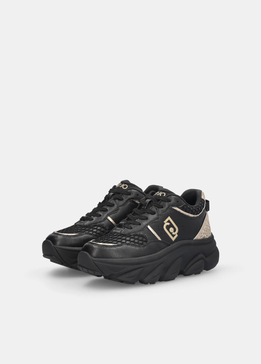 chunky leather and glitter sneakers