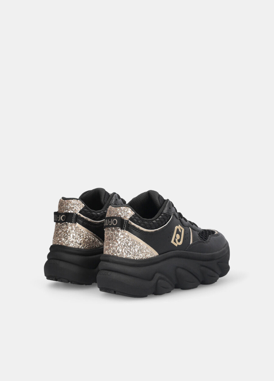 chunky leather and glitter sneakers