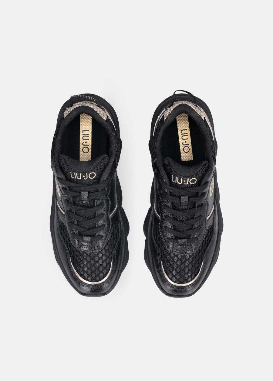 chunky leather and glitter sneakers
