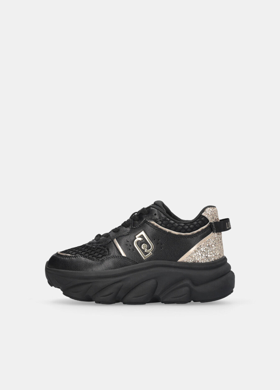chunky leather and glitter sneakers