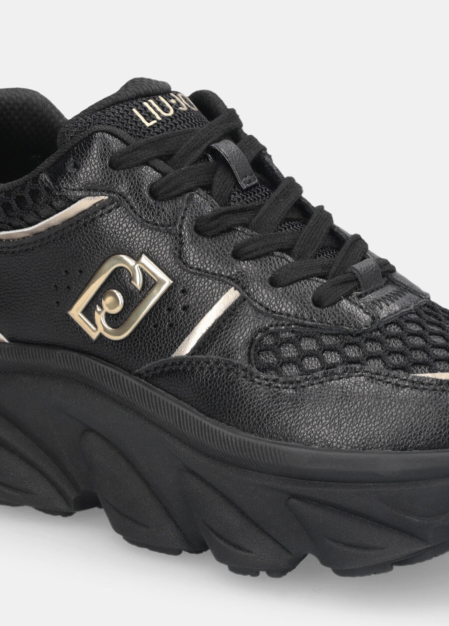 chunky leather and glitter sneakers