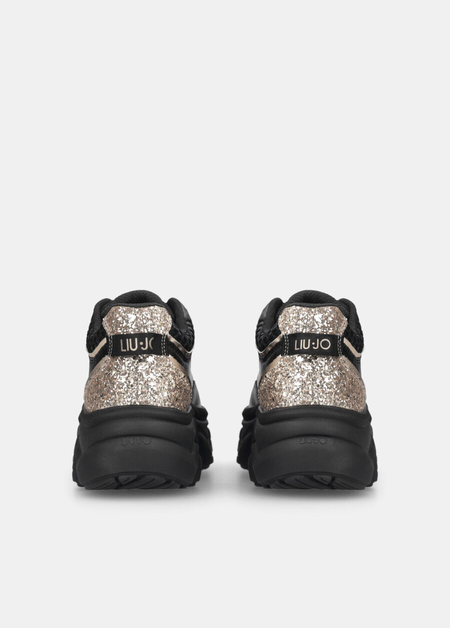 chunky leather and glitter sneakers