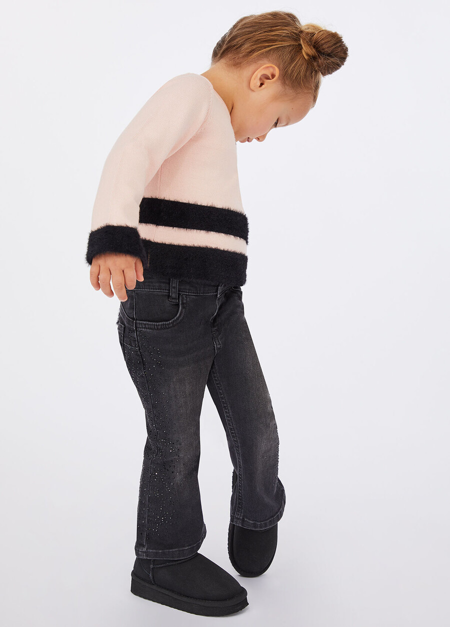 cotton jeans with rhinestones