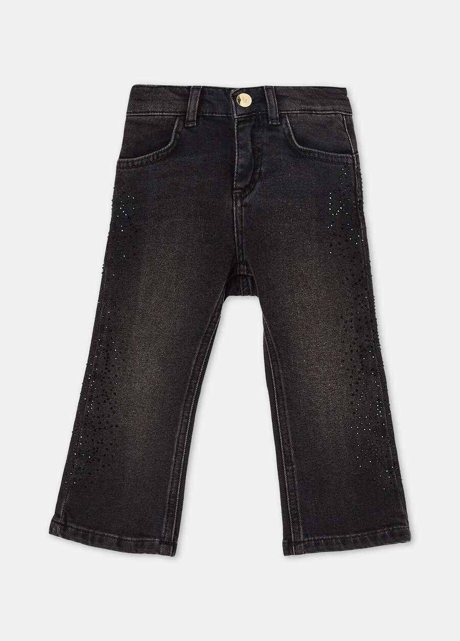cotton jeans with rhinestones